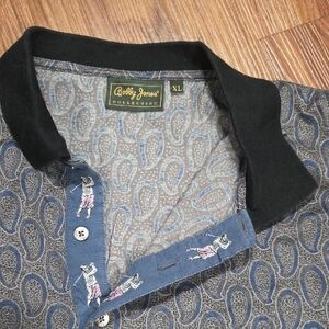 Bobby Jones Men's Black and Blue Paisley Shirt